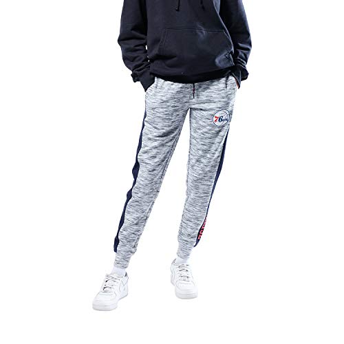 Ultra Game NBA Philadelphia 76ers Womens Active Basic Fleece Jogger Sweatpants, Space Dye Gray, Medium