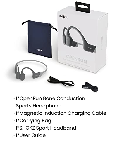 SHOKZ OpenRun (AfterShokz Aeropex) - Open-Ear Bluetooth Bone Conduction Sport Headphones - Sweat Resistant Wireless Earphones for Workouts and Running - Built-in Mic, with Headband