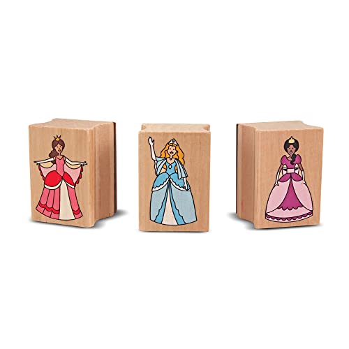 Melissa and Doug Wooden Princess Stamp Set: 9 Stamps, 5 Colored Pencils, and 2-Color Stamp Pad
