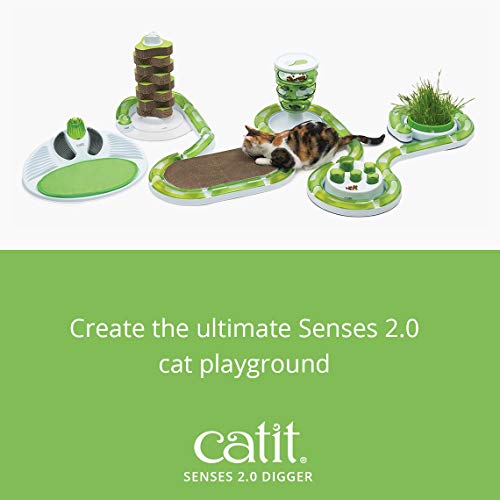 Catit Senses 2.0 Digger Interactive Cat Toy, All Breed Sizes, Green,White, 1-Pack