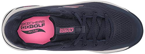 Skechers Women's Go Arch Fit Golf Shoe, Navy/Pink, 5.5