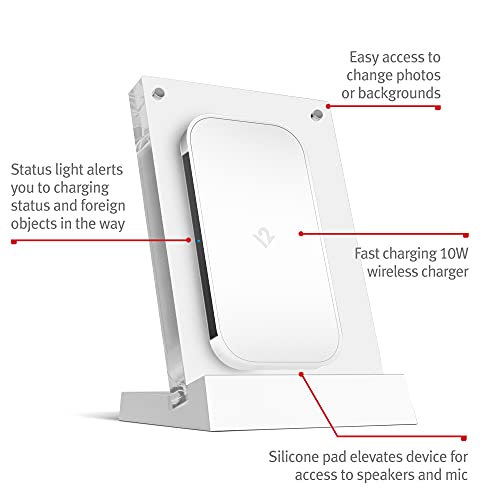 Twelve South PowerPic mod | Multi-Position Wireless 10W Qi Charger for iPhone/Wireless Charging Smart Phones and AirPods Pro (White)