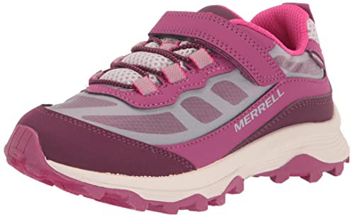 Merrell Moab Speed Low Alternative Closure Waterproof Hiking Sneaker, Grey/Berry, 4 US Unisex Big Kid
