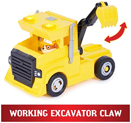 Paw Patrol, Rubble 2 in 1 Transforming X-Treme Truck with Excavator Toy, Crane Toy, Lights and Sounds, Action Figures, Kids Toys for Ages 3 and up