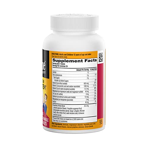 Airborne 1000mg Vitamin C Chewable Tablets with Zinc, Immune Support Supplement with Powerful Antioxidants Vitamins A C and E - 96 Chewable Tablets, Very Berry Flavor