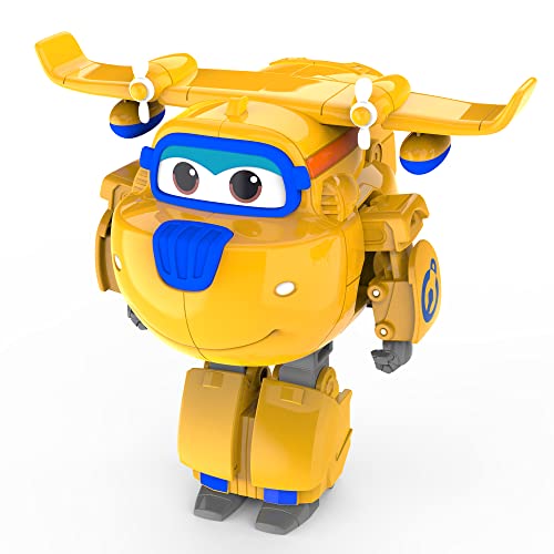 Super Wings - 5' Transforming Donnie Airplane Toys Vehicle Action Figure Plane to Robot,Suitable 3 4 5 year old Kids Fun Flying Toy Plane for Preschool Play and Birthday Gifts,Yellow