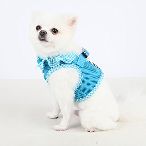 Puppia Vivien Vest Dog Harness Step-in All Season Mesh Cute No Pull No Choke Walking Training for Small Dog, Sky Blue, Medium