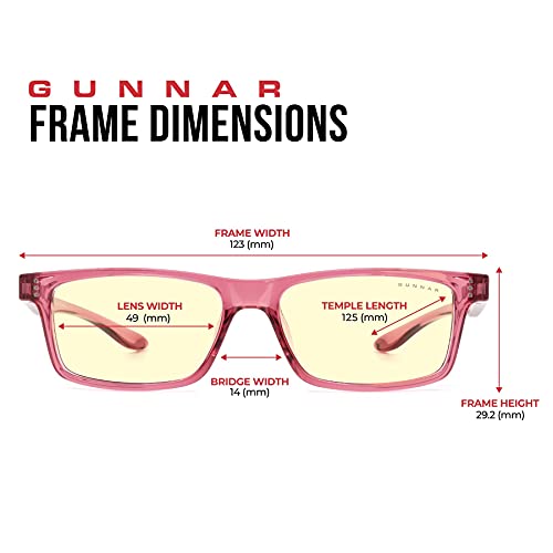 Kids Blue Light Blocking Glasses | Cruz Kids Large Pink/Amber Natural by GUNNAR | Patented 65% Blue Light Protection with Smudge Resistent Lens, Durable and Flexible Frame