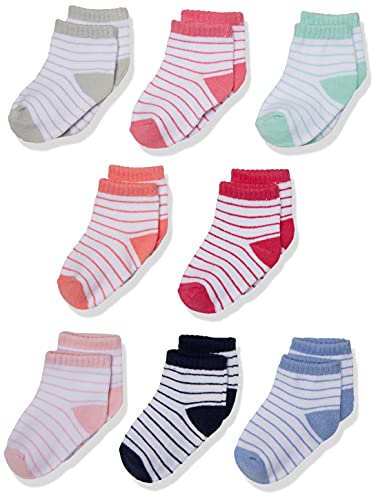 Hudson Baby Unisex Baby Cotton Rich Newborn and Terry Socks Stripes Girl, 6-12 Months