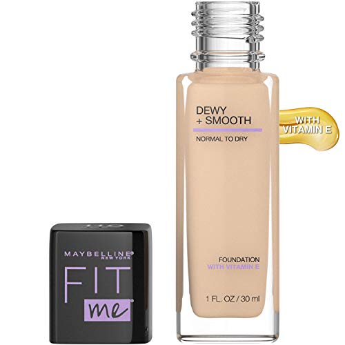 Maybelline Fit Me Dewy + Smooth SPF 18 Liquid Foundation Makeup, Light Beige, 1 Count