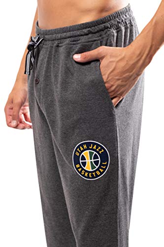 Ultra Game NBA Utah Jazz Mens Sleepwear Super Soft Pajama Loungewear Pants, Heather Gray, XX-Large
