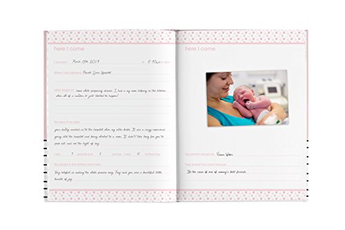 Pearhead Hello Beautiful First 5 Years Baby Memory Book with 3x3 Photo Insert, Baby Girl Keepsake Gift, Gift For New And Expecting Moms, 50 Fill In Pages, Pink