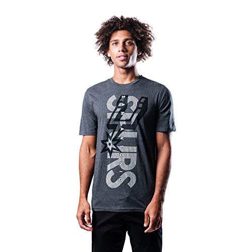 Ultra Game NBA San Antonio Spurs Mens Upright Logo Short Sleeve Tee Shirt, Heather Charcoal, Medium