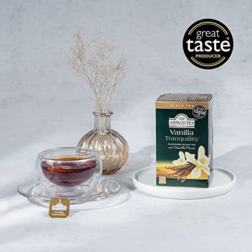 Ahmad Tea Black Tea, Vanilla Tranquility Teabags, 20 ct (Pack of 6) - Caffeinated and Sugar-Free