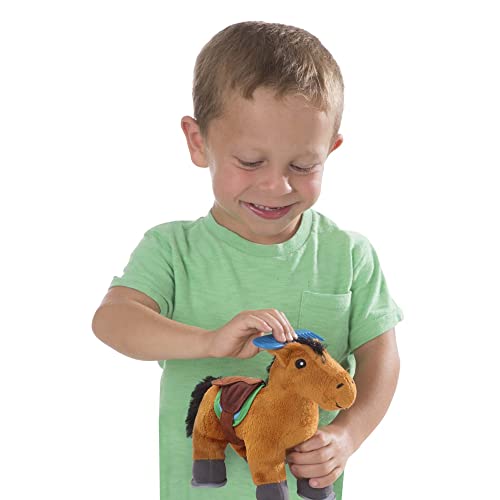 Melissa and Doug Feed and Groom Horse Care Play Set With Plush Stuffed Animal (23 pcs) - Pretend Play Horse Plush Toys For Girls And Boys Toddlers Ages 1+