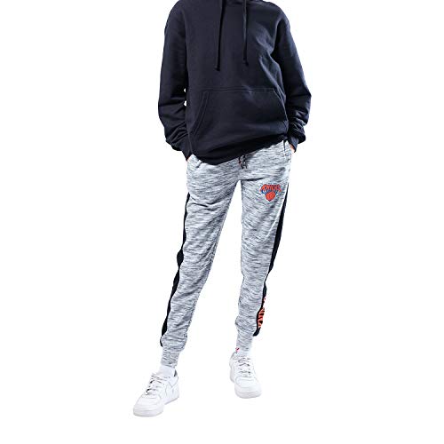 Ultra Game NBA New York Knicks Womens Active Basic Fleece Jogger Sweatpants, Space Dye Gray, Small