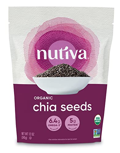 Nutiva Organic Premium Raw Black Chia Seeds, 12 Oz, USDA Organic, Non-GMO, Whole 30 Approved, Vegan, Gluten-Free and Keto, Nutrient-Dense Seeds with 3g Protein and 5g Fiber for Salads, Yogurt and Smoothies