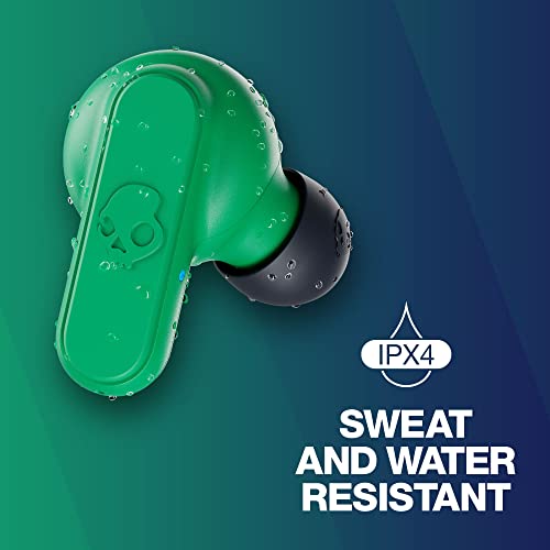 Skullcandy Dime 2 True Wireless In-Ear Bluetooth Earbuds, Use with iPhone and Android. Charging Case, Tile, and Microphone. Best for Gym, Sports, and Gaming, IPX4 Sweat and Dust Resistant - Blue/Green