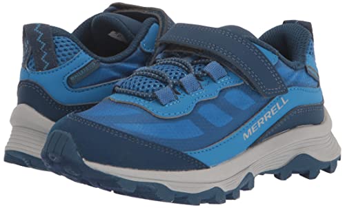 Merrell Moab Speed Low Alternative Closure Waterproof Hiking Sneaker, Blue, 3 US Unisex Big Kid