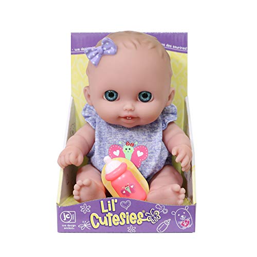 JC Toys Lil Cutesies 8.5' All Vinyl Baby Doll | Posable and Washable | Removable Outfit | Lulu- Blue Eyes Ages 2+