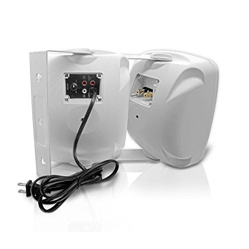 Pyle Outdoor Waterproof Wireless Bluetooth Speaker - 5.25 Inch Pair 2-Way Weatherproof Wall/Ceiling Mounted Dual Speakers w/Heavy Duty Grill, Universal Mount, Patio, Indoor Use PDWR54BTW (White)