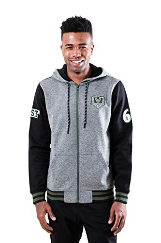 NBA Milwaukee Bucks Mens Men's Full Zip Fleece Hoodie Letterman Varsity Jackett, Team Color, M