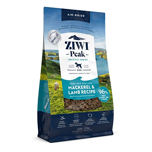 ZIWI Peak Air-Dried Dog Food – All Natural, High Protein, Grain Free and Limited Ingredient with Superfoods (Mackerel and Lamb, 5.5 lb)