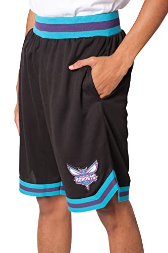 Ultra Game NBA Charlotte Hornets Mens Woven Basketball Shorts, Team Color, Large