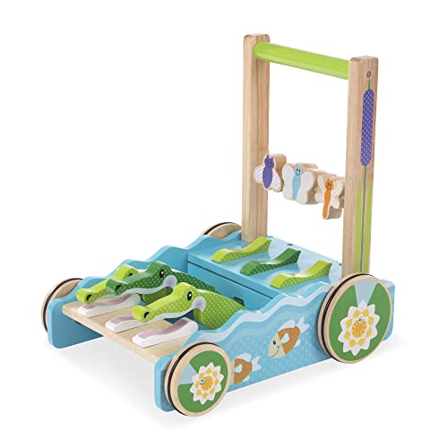 Melissa and Doug First Play Chomp and Clack Alligator Wooden Push Toy and Activity Walker - Pretend Play Developmental Baby Push Walker Toy For Toddlers Ages 1+, 1 EA