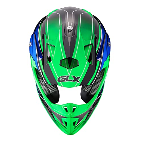 GLX GX23 Dirt Bike Off-Road Motocross ATV Motorcycle Full Face Helmet for Men Women, DOT Approved (Sear Green, Medium)
