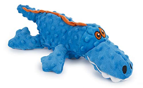 goDog Gators Squeaker Plush Pet Toy for Dogs and Puppies, Soft and Durable, Tough and Chew Resistant, Reinforced Seams - Blue, Large