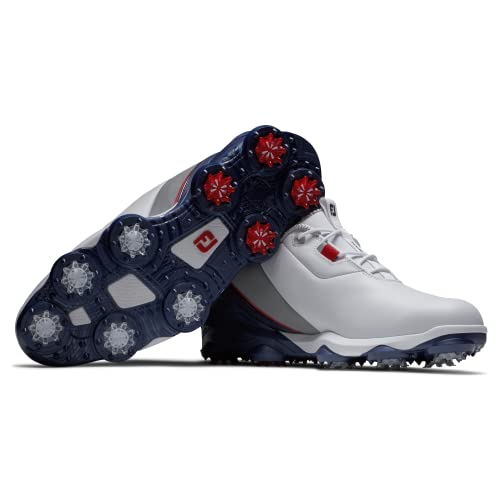 FootJoy Men's Tour Alpha Golf Shoe, White/Navy/Grey, 10.5