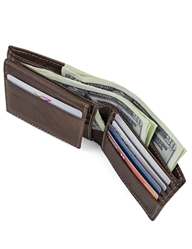 Timberland Men's Genuine Leather RFID Blocking Passcase Security Wallet, Brown, One Size