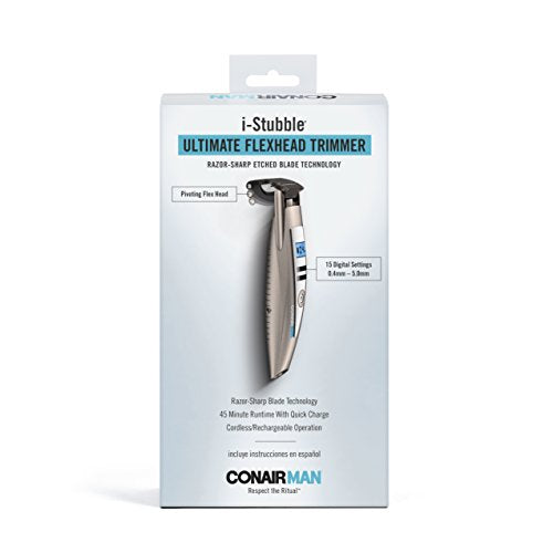 ConairMAN i-Stubble Cordless Ultimate Flexhead Beard Trimmer for Men, Electric Shaver for Men