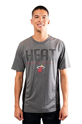 Ultra Game NBA Miami Heat Mens Active Tee Shirt, Charcoal Heather, Small