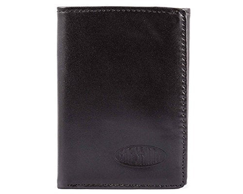 Big Skinny Men's Tri-Fold Leather Slim Wallet, Holds Up to 25 Cards, Black