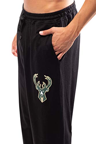 Ultra Game NBA Milwaukee Bucks Mens 2 Piece Super Soft Tee Shirt and Lounge Pants Set, Black, Large