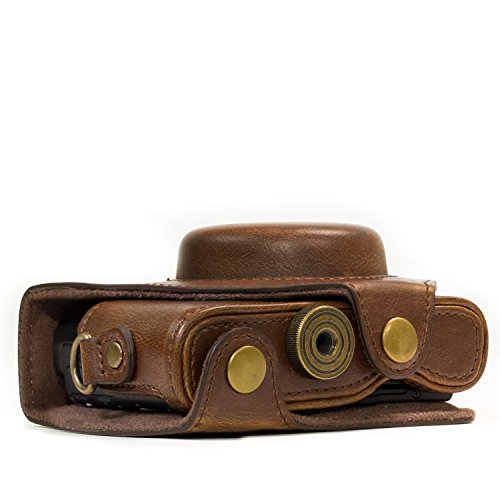 MegaGear MG284 Sony Cyber-shot DSC-RX100 VI, DSC-RX100 V, DSC-RX100 IV, DSC-RX100 III Ever Ready Leather Camera Case with Strap - Dark Brown