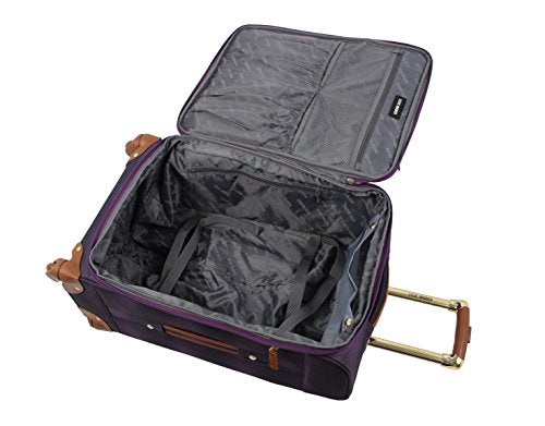 Steve Madden Designer 20 Inch Carry On Luggage Collection - Lightweight Softside Expandable Suitcase for Men and Women - Durable Bag with 4-Rolling Spinner Wheels (Shadow Purple)