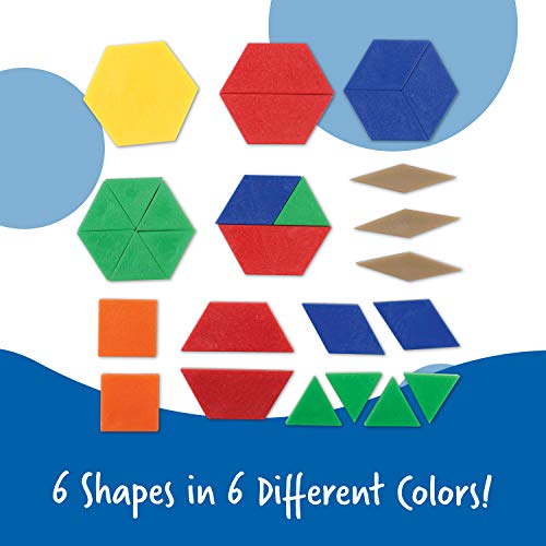 Learning Resources Plastic Pattern Blocks - Set of 250, Ages 3+ Shape Games for Preschoolers, Homeschool Supplies, Preschool Learning Games, Shape Manipulatives for Kids