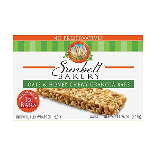 Sunbelt Bakery Oats and Honey Chewy Granola Bars, Value Pack, 1.0 OZ, 15 Count (1 Box)