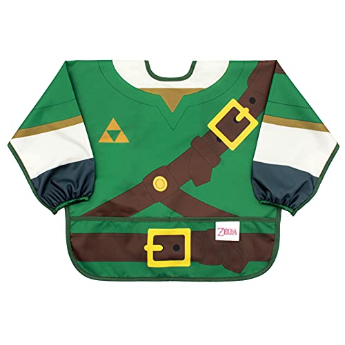 Bumkins Sleeved Bib Nintendo Baby/ Toddler/Smock, Waterproof, Washable, Stain and Odor Resistant, 6-24 Months, Zelda