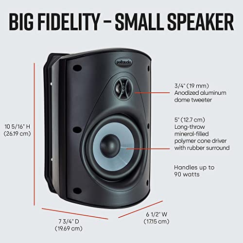 Polk Audio Atrium 5 Outdoor Speakers with Powerful Bass (Pair, Black), All-Weather Durability, Broad Sound Coverage, Speed-Lock Mounting System