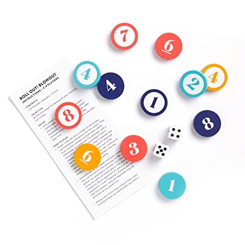 Galison Wexler Studios Roll Out! Blowout – Fun Dice and Checker Game for Adults and Kids Perfect for Travel and Family Game Night, 2-4 Players