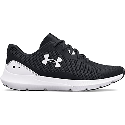 Under Armour Men's Surge 3 Road Running Shoe, Black (001)/White, 9