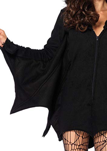 Leg Avenue Cozy Bat Fleece Dress with Wing Sleeves-Cute Hooded Onesie with Ears for Women, Small