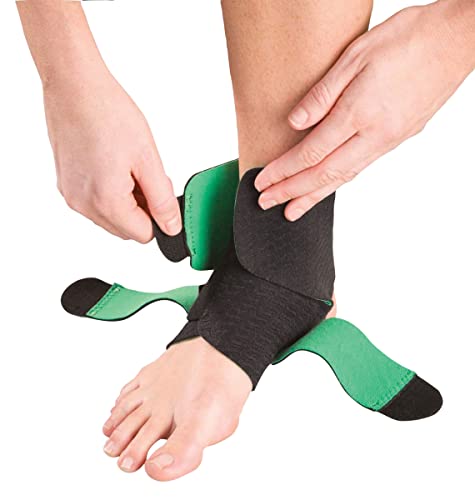 Mueller Sports Medicine Green Adjustable Ankle Support, For Men and Women, Black/Green, One Size Fits Most