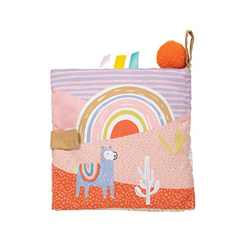 Manhattan Toy Llama Themed Soft Baby Activity Book with Squeaker, Crinkle Paper and Baby-safe Mirror