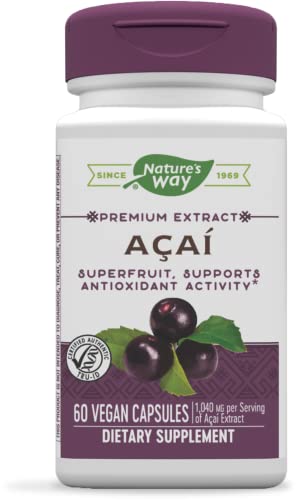 Nature's Way Premium Acai Extract Superfruit, Supports Antioxidant Activity*, 60 Vegan Capsules
