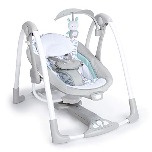 Ingenuity ConvertMe 2-in-1 Compact Portable Automatic Baby Swing and Infant Seat, Battery-Powered Vibrations, Nature Sounds, 0-9 Months 6-20 lbs (Raylan)